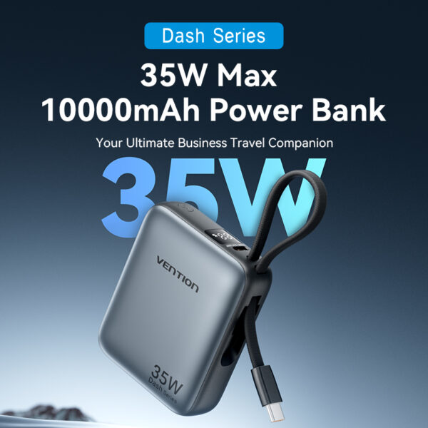 Vention Powerbank 10000mAh 35W Mini Size Built-in USBC Black FHEH0 - Image 9