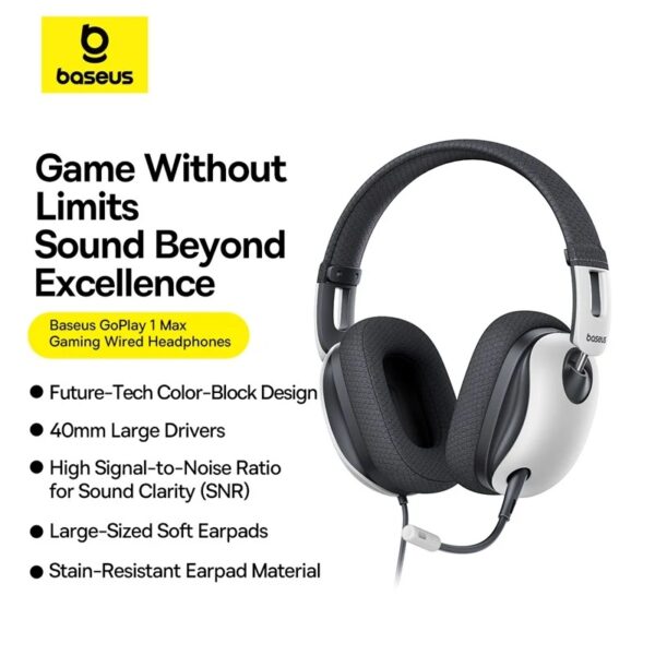 Baseus Headphones Wired Gaming 3.5mm GoPlay 1 Max White - Image 9