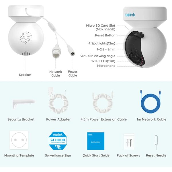 Reolink WIFI Outdoor PTZ Camera 5MP 3x Optical Zoom E1 Outdoor - Image 2