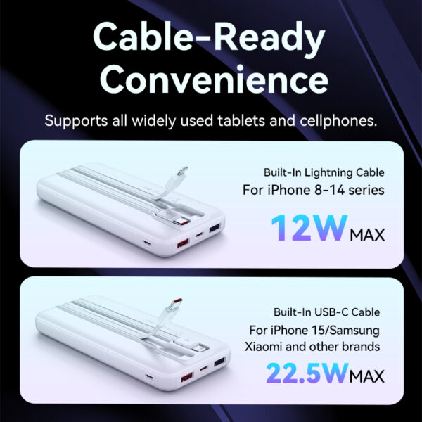 Vention Powerbank 10000mAh 22.5W Built-in USBC+Lighting Black FHOB0 - Image 9