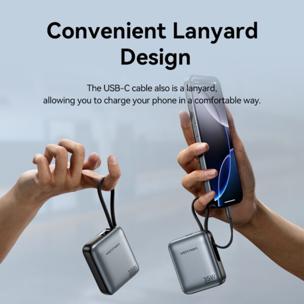 Vention Powerbank 10000mAh 35W Mini Size Built-in USBC Black FHEH0 - Image 13