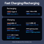 Vention Powerbank 10000mAh 22.5W Built-in USBC+Lighting Black FHOB0 - Image 11