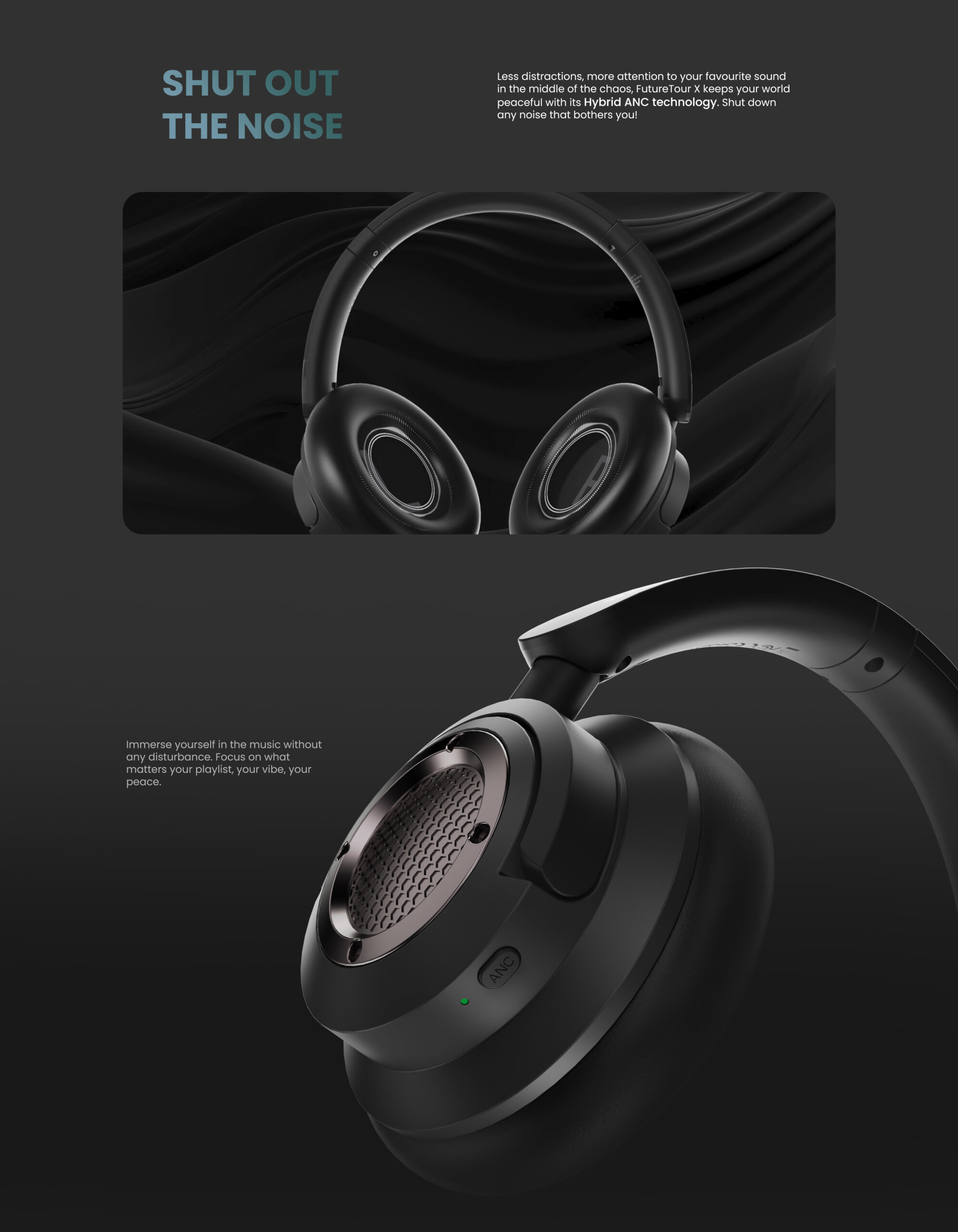 HiFuture Headphones Over Ear FUTURE TOUR X Black - Image 10