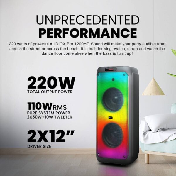 SonicGear AudioXPro1200HD 2 x 12'' Portable Karaoke Speaker with 2 x Wireless Microphones - Image 9