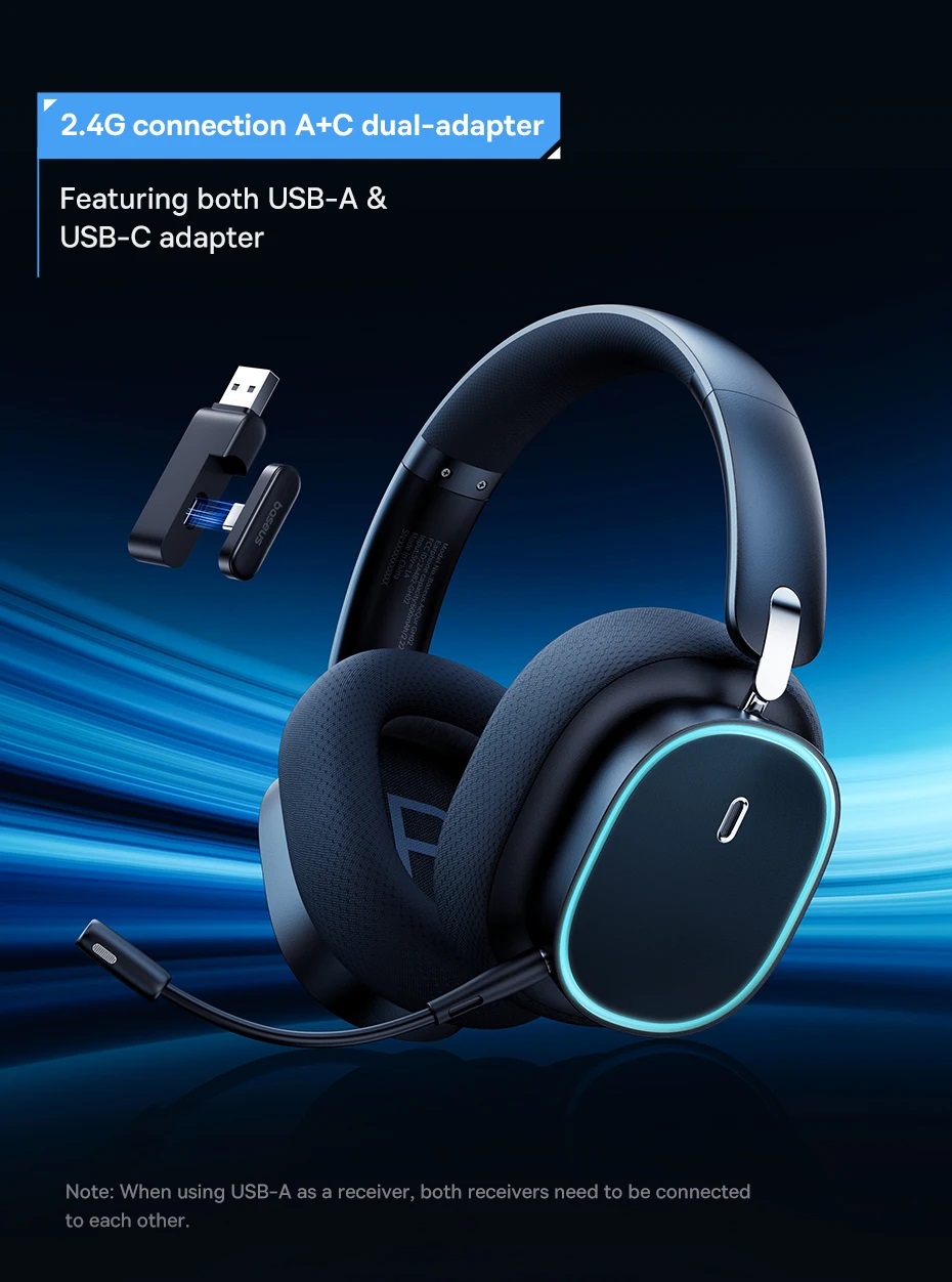 Baseus Wireless Headphones For PS5/PC/Switch Gaming AeQur GH02 Black - Image 17