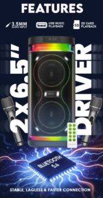 SonicGear Portable Karaoke Speaker 2 x 6.5'' BT/USB/RGB 2x Mics Audiobox BBX1300 - Image 3