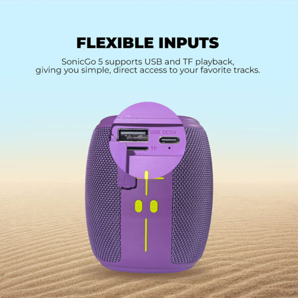 SonicGear Portable Speaker TWS BT/USB/FM/RGB SONICGO! 5 Carbon Black - Image 6