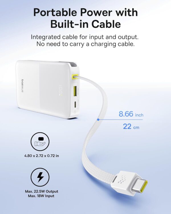 Baseus Powerbank 22.5W 10000mAh + Display EnerFill FC51 Bipow2 Pro  White - Image 6