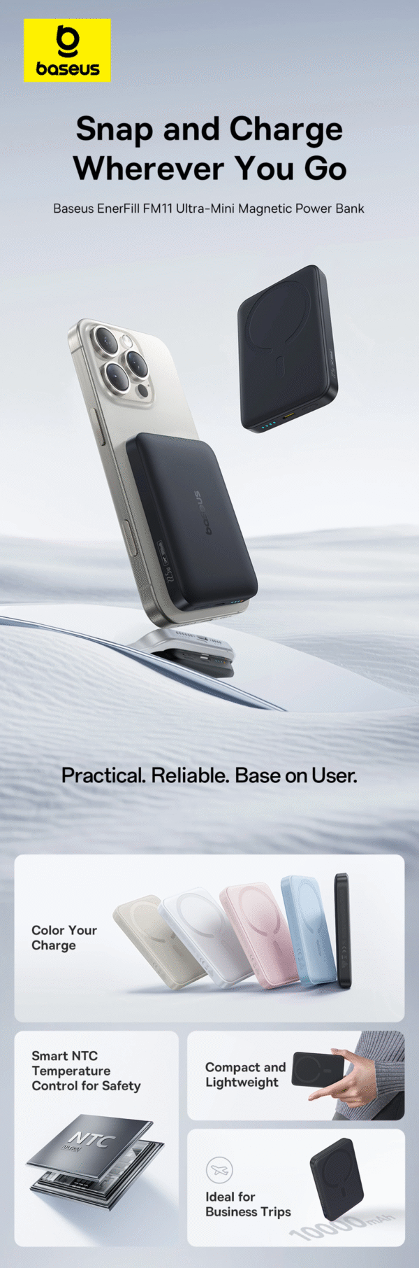 Baseus EnerFill FM11 Ultra Wireless Powerbank 22.5W 10000mAh White - Image 6