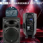 QTX QR15PA 15'' Professional Portable Karaoke & PA Speaker with 2x Wireless Microphones, Bluetooth USB & FM 178.848UK - Image 4