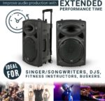 QTX QR15PA 15'' Professional Portable Karaoke & PA Speaker with 2x Wireless Microphones, Bluetooth USB & FM 178.848UK - Image 5