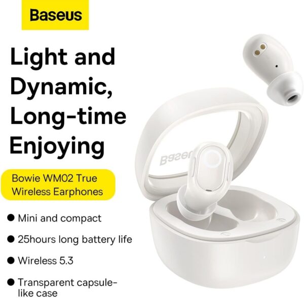 Baseus Headphones In Ear TWS Bowie WM02 BT 5.3 White - Image 2