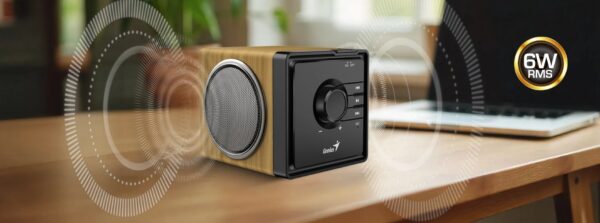 Genius Mobile Speaker Portable BT 6W SP-916BT Pine Wood - Image 6