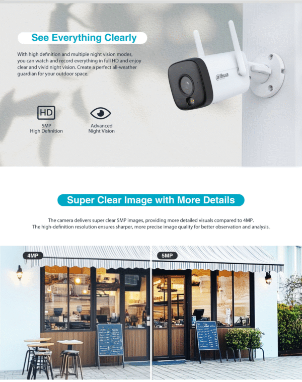 Dahua IP 5.0MP Wifi Bullet 2.8mm Dual Illumination HFW1539DTK1-SAW-IL - Image 3