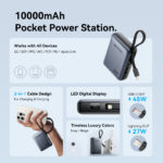 Vention Powerbank 10000mAh 45W Built-in USB-C & Lightning Cables FKMH0 Grey - Image 8