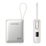 Vention Powerbank 10000mAh 45W Built-in USB-C & Lightning Cables FKMN0 Beige - Image 2