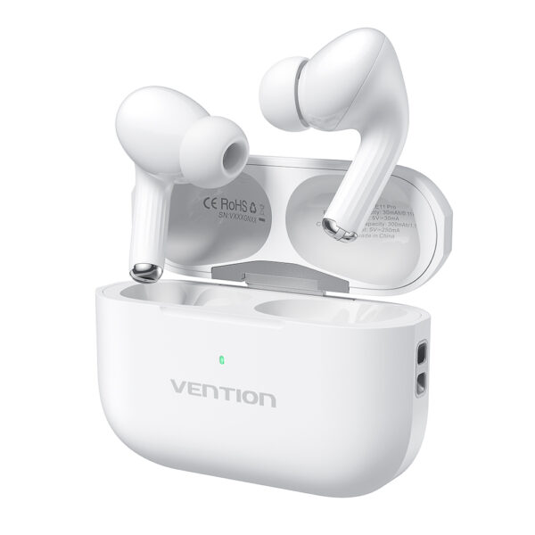 Vention Earphones BT TWS InEar ANC +Wireless Charging ECHO LITE E11 Pro White NBVW0-Pro - Image 2