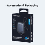 Vention Powerbank 10000mAh 45W Built-in USB-C & Lightning Cables FKMH0 Grey - Image 3