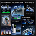 Vention Powerbank 20000mAh 165W 3xUSBC+USBA TFT Display +100W Cable FKFH0 - Image 5