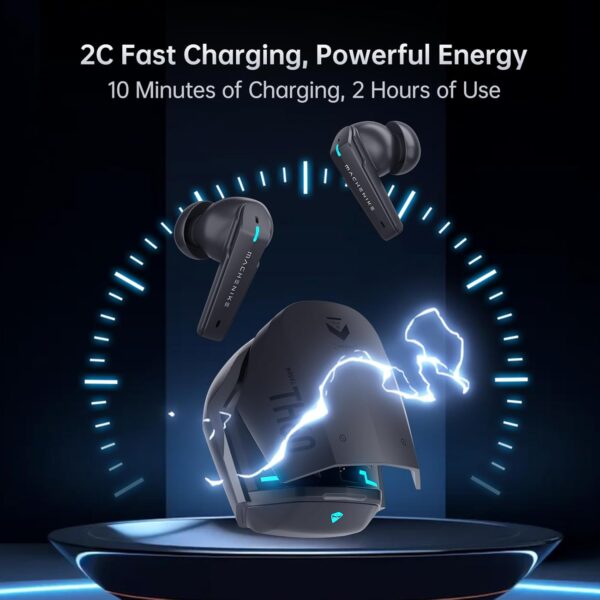 Machenike TWS Earphones TH60 , Ultra-Low Latency, Active Noise Cancelling Mic, 36-Hour Battery Life, IPX5 , VR, Switch, Pc, Phone, White - Image 5