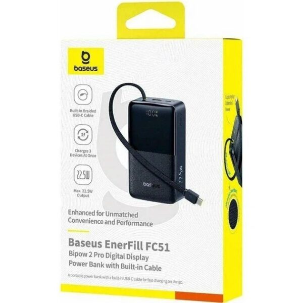 Baseus Powerbank 22.5W 30000mAh EnerFill FC51 Bipow 2 Pro Black - Image 4