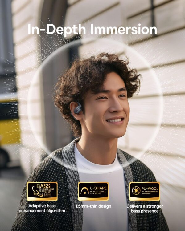 Baseus Headphones Open Ear Sports Earphones IPX5 ELI2i FIT Black - Image 7