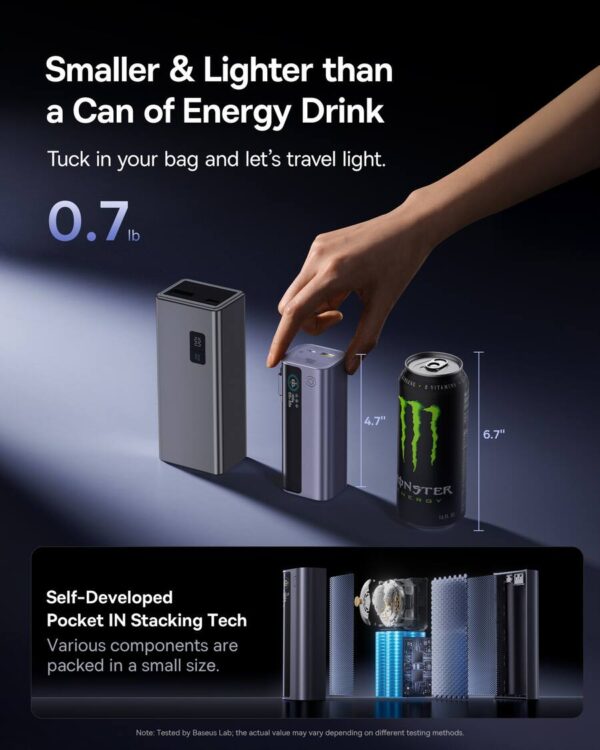 Baseus Powerbank 100W 10000mAh EnerGeek GR11 with Retractable Cable Grey - Image 3