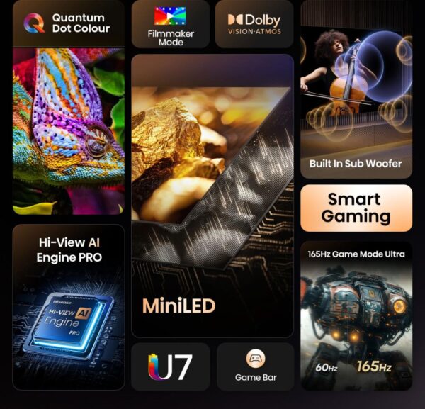 Hisense 100U7Q 100'' 4K Smart QLED MINI LED 144hz TV - Image 5