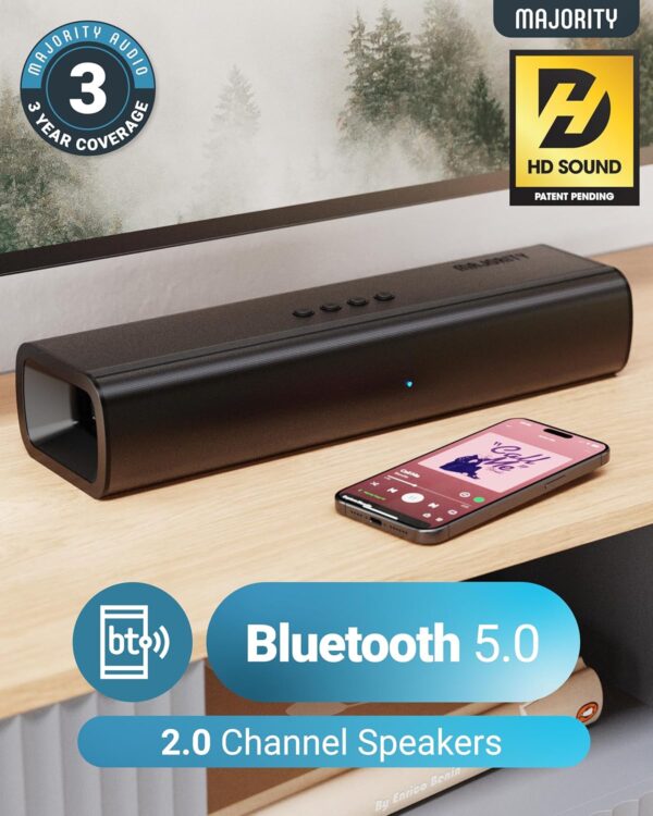 Majority NAGA 40 Soundbar 80W 2.1 3D Sound Built-in Subwoofer, USB, BT, HDMI, Optical - Image 4