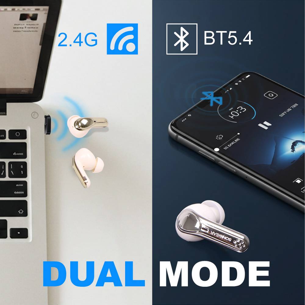 SonicGear Earphones Bluetooth & USB-C Dongle for PC EarPump XP2 Platinum - Image 2