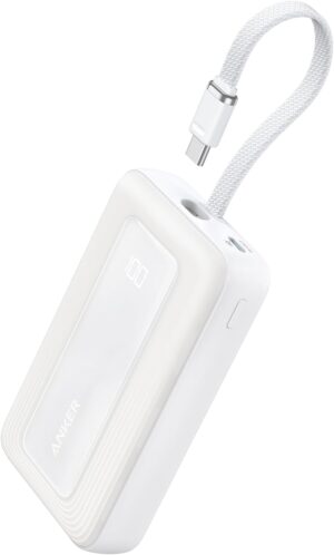 Anker Mobile Powerbank 10000 30W Built-In USB-C Cable White