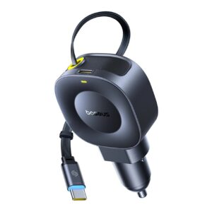 Baseus Car Charger 45W VR2 with Retractable Cable Black