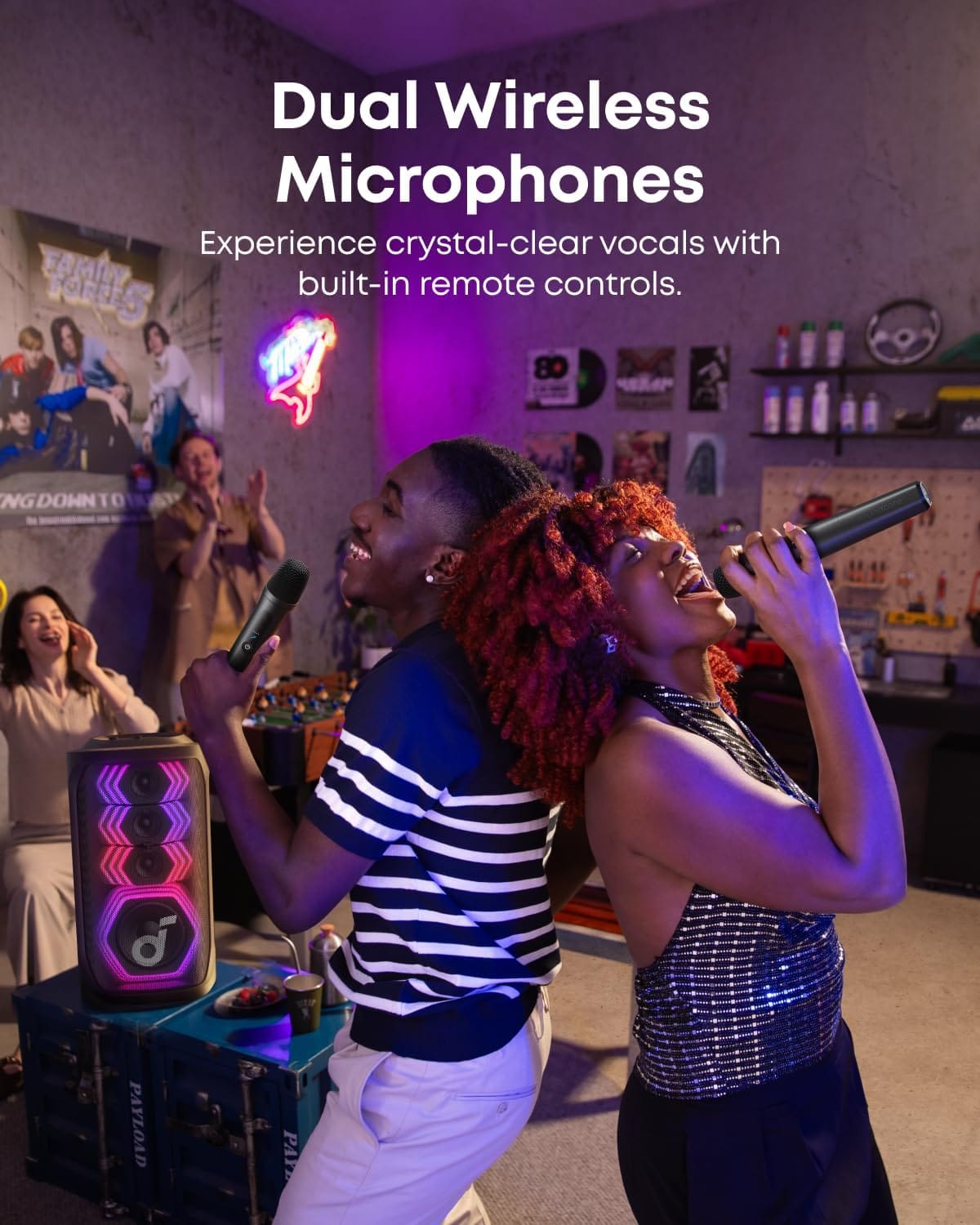 Anker Soundcore Rave 3 S Portable Karaoke Speaker with AI Vocal Removal, Beat Synced Light Show & 2x Wireless Mics