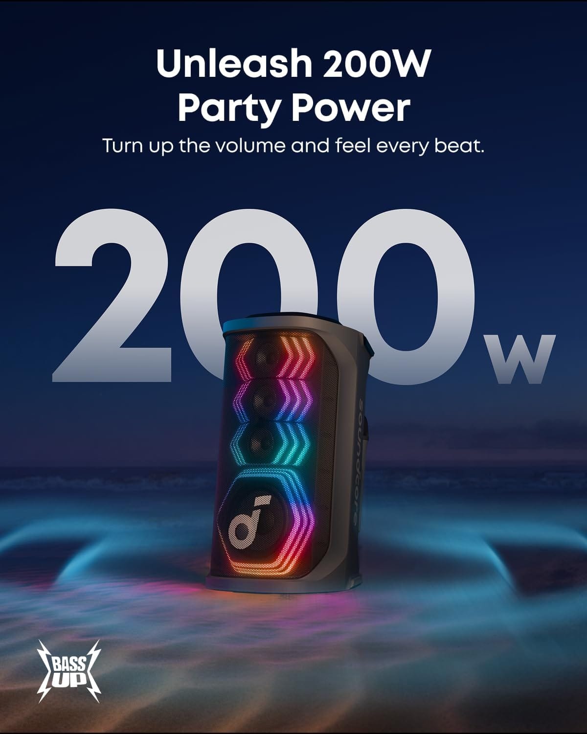 Anker Soundcore Rave 3 S Portable Karaoke Speaker with AI Vocal Removal, Beat Synced Light Show & 2x Wireless Mics