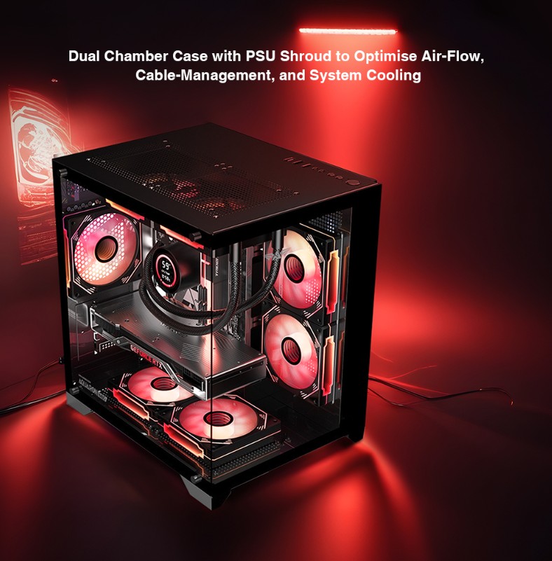 Armaggeddon Gaming Case M-ATX AQUARON WiBO White (Full Glass & Hidden PSU)