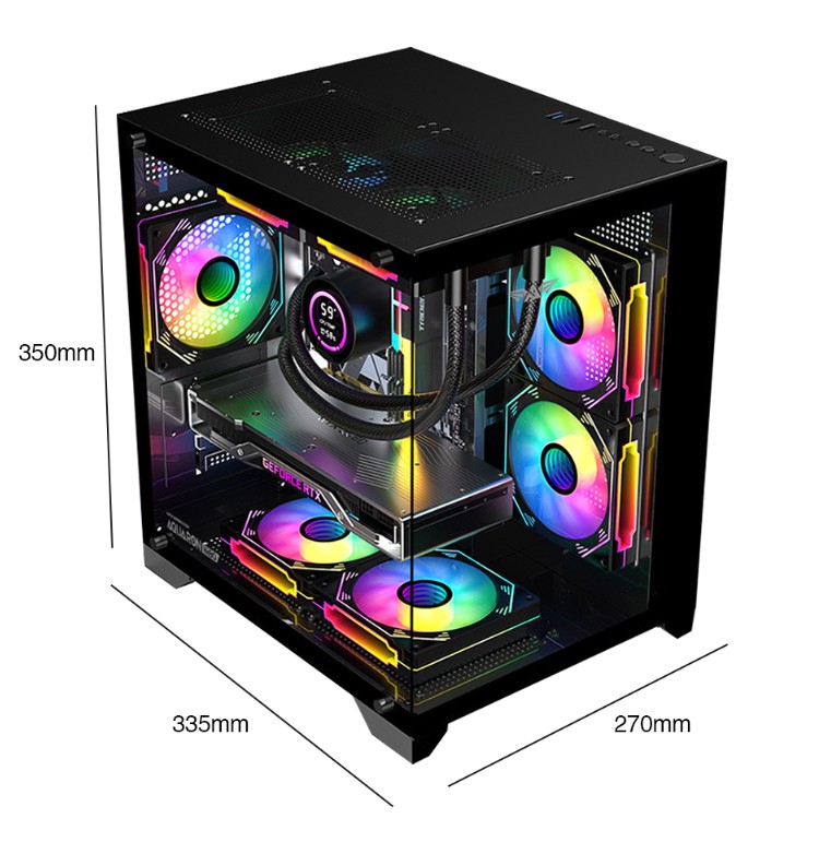 Armaggeddon Gaming Case M-ATX AQUARON WiBO White (Full Glass & Hidden PSU)