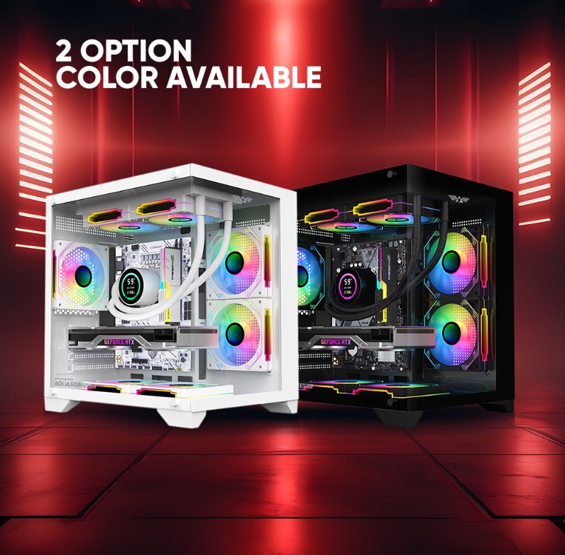 Armaggeddon Gaming Case M-ATX AQUARON WiBO White (Full Glass & Hidden PSU)