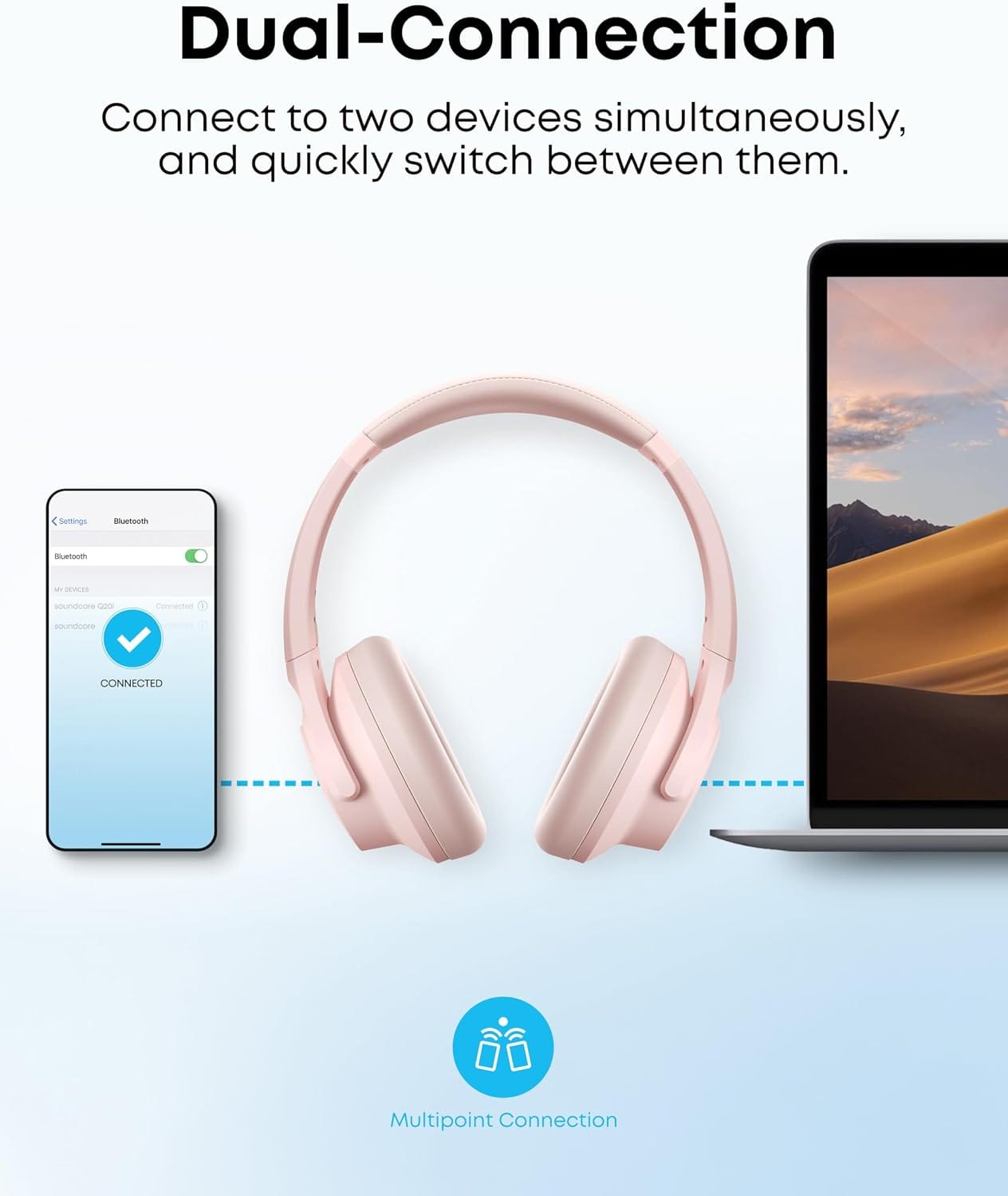 Anker Soundcore Headphones Q20i Pink - Image 3