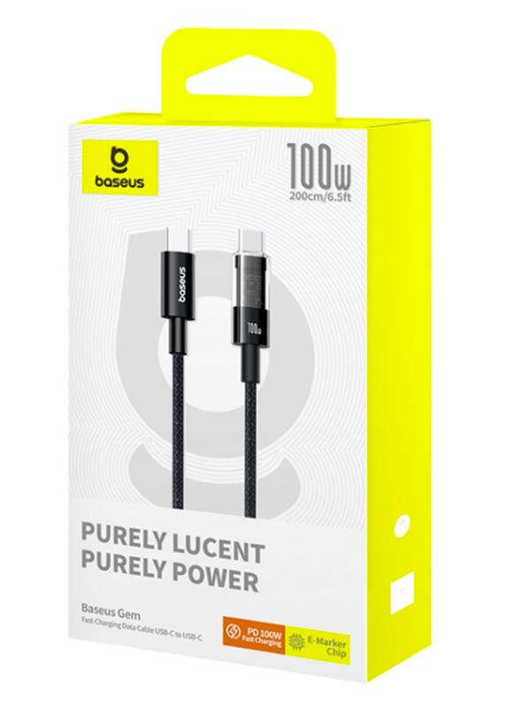 Baseus Cable USB-C to USB-C Gem Series 100W 2.0m Black