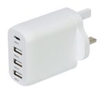 Mercury POWER Wall Charger 35W 3xUSBA 1xUSBC White 421.724UK