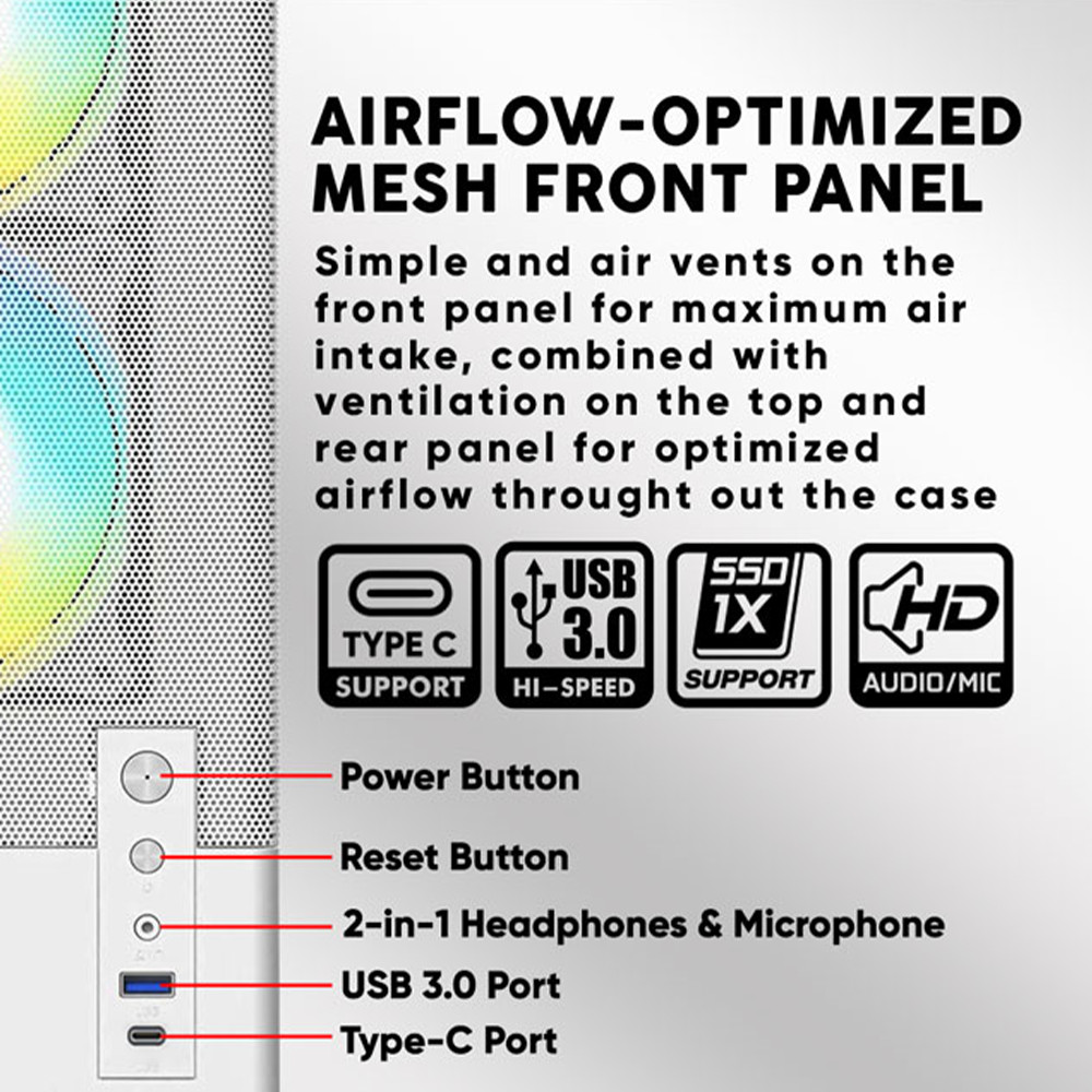 Armaggeddon Gaming Case M-ATX DEEPFREEZE DUPLEX 2 White 3x ARGB Fans - Image 2
