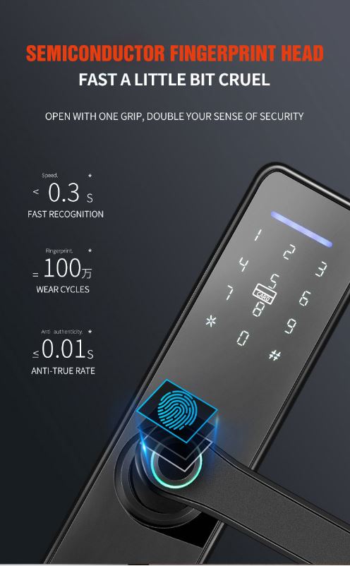 Zudsec Standalone Door Lock Metal With Fingerprint-WiFi - Image 3