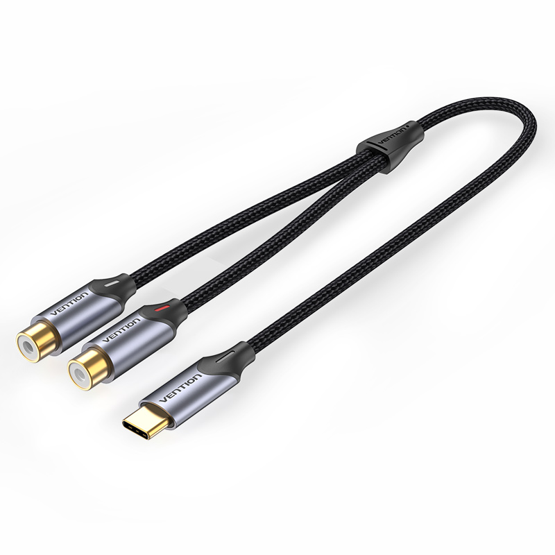 Vention AUDIO CONVERTER USB-C to 2RCA Female Cable Braided 0.5m BGVHD