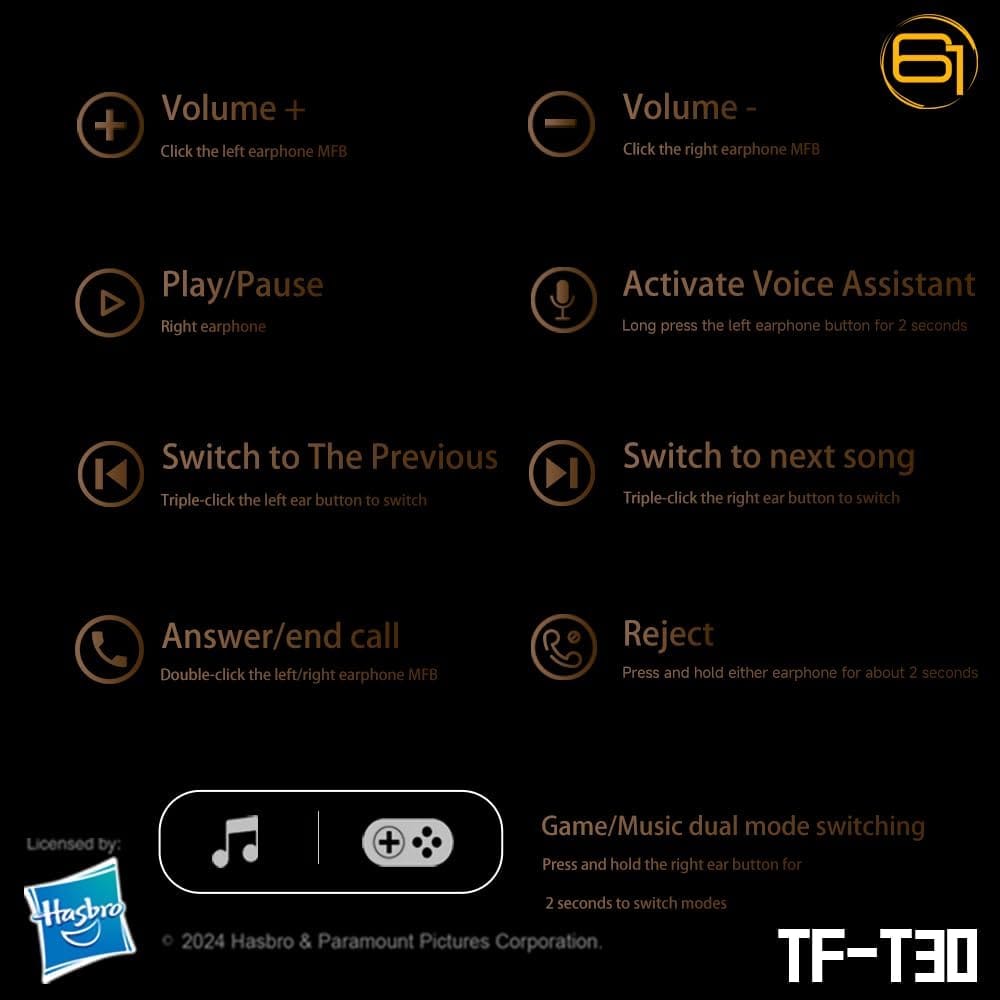 Transformers TWS Earphones, Low Latency, TF-T30 Grey - Image 8