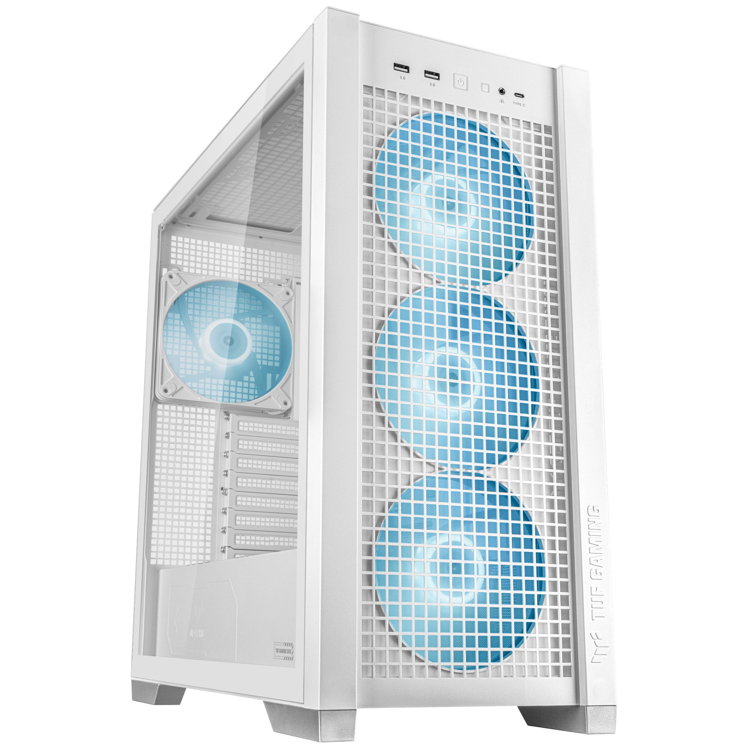 ASUS PC Case TUF Gaming eATX Mesh Front Panel Interchangeable Glass-Mesh Side Panels 4x Pre-Installed Fans USB-C GT302 ARGB White