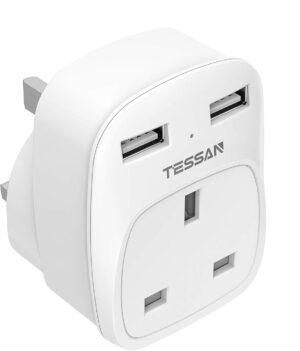 Tessan Gang plug Through UK Charger 2 USB A 13A TS-821-UK