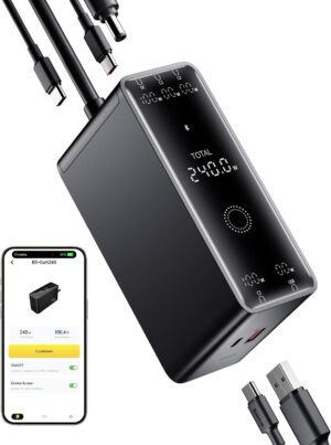Baseus Desktop Charger 240W 3C+U+DC Touch Display & App Control incl 240W Charging Cable – Can Charge two Laptops at the same time