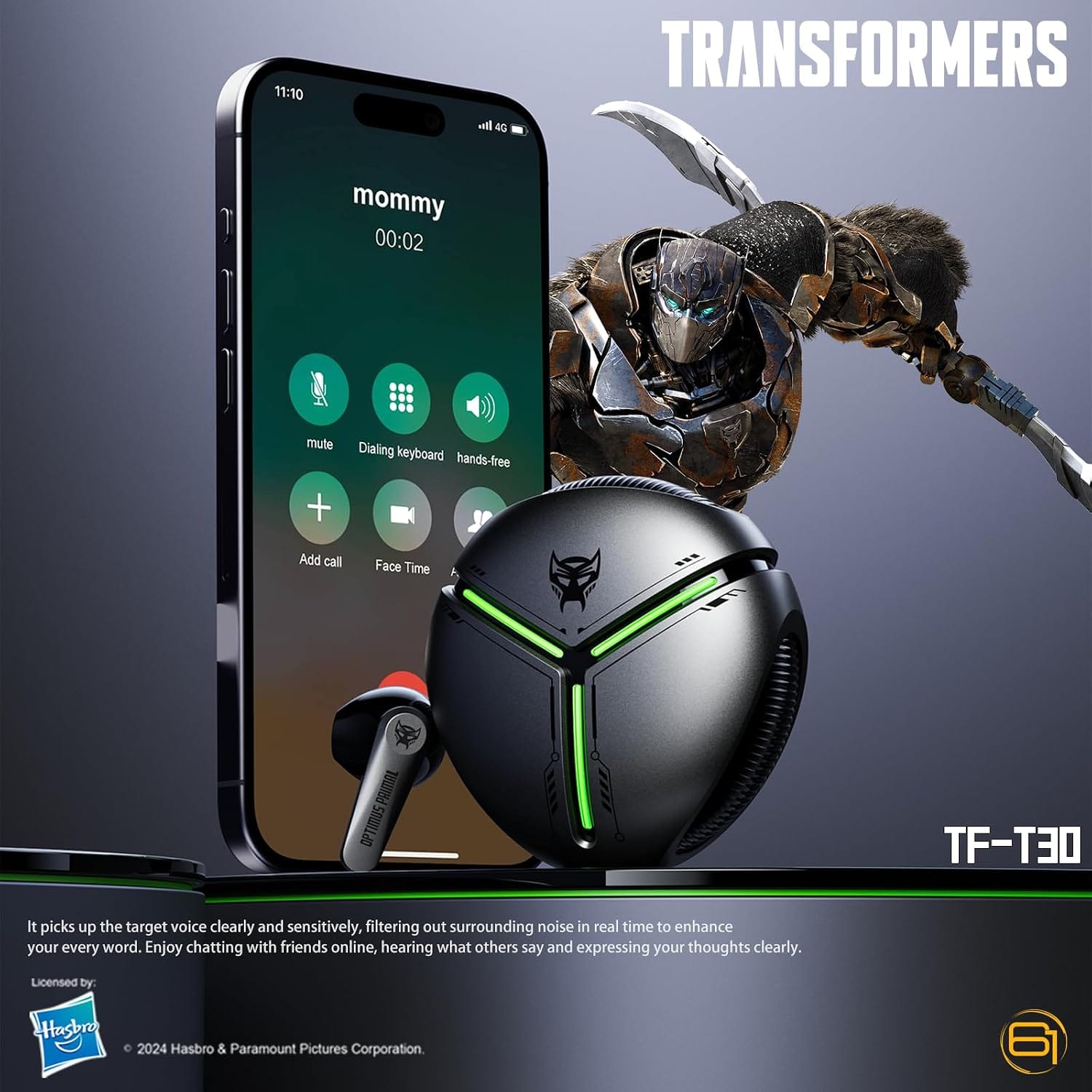 Transformers TWS Earphones, Low Latency, TF-T30 Grey - Image 6