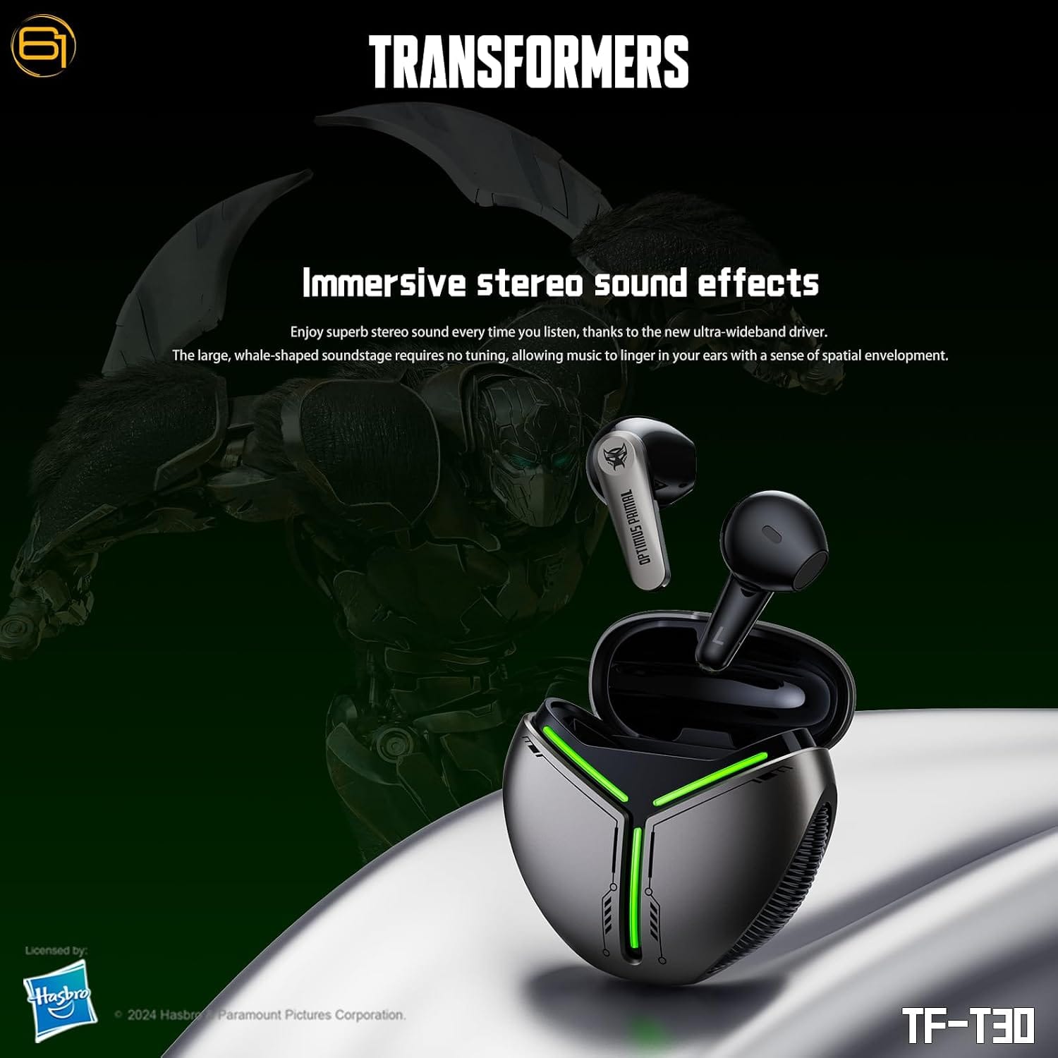Transformers TWS Earphones, Low Latency, TF-T30 Grey - Image 3