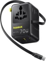 Baseus Charger Wall 70W EnerCore CG11 Universal Travel Adapter with Retractable Cable s Black